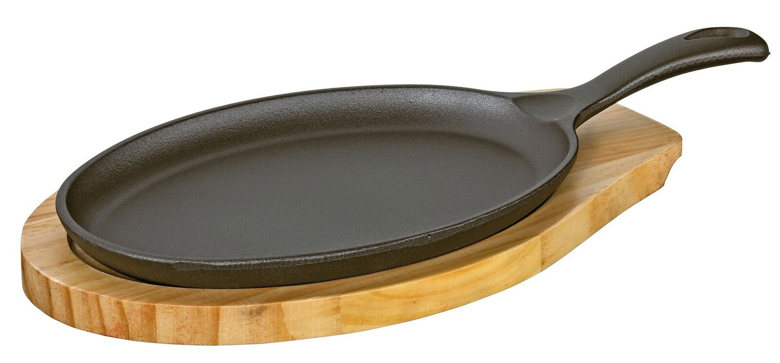 KÜCHENPROFI BBQ Servierpfanne m. Holzbrett BBQ Servierpfanne mit Holzbrett, seitliche Perspektive