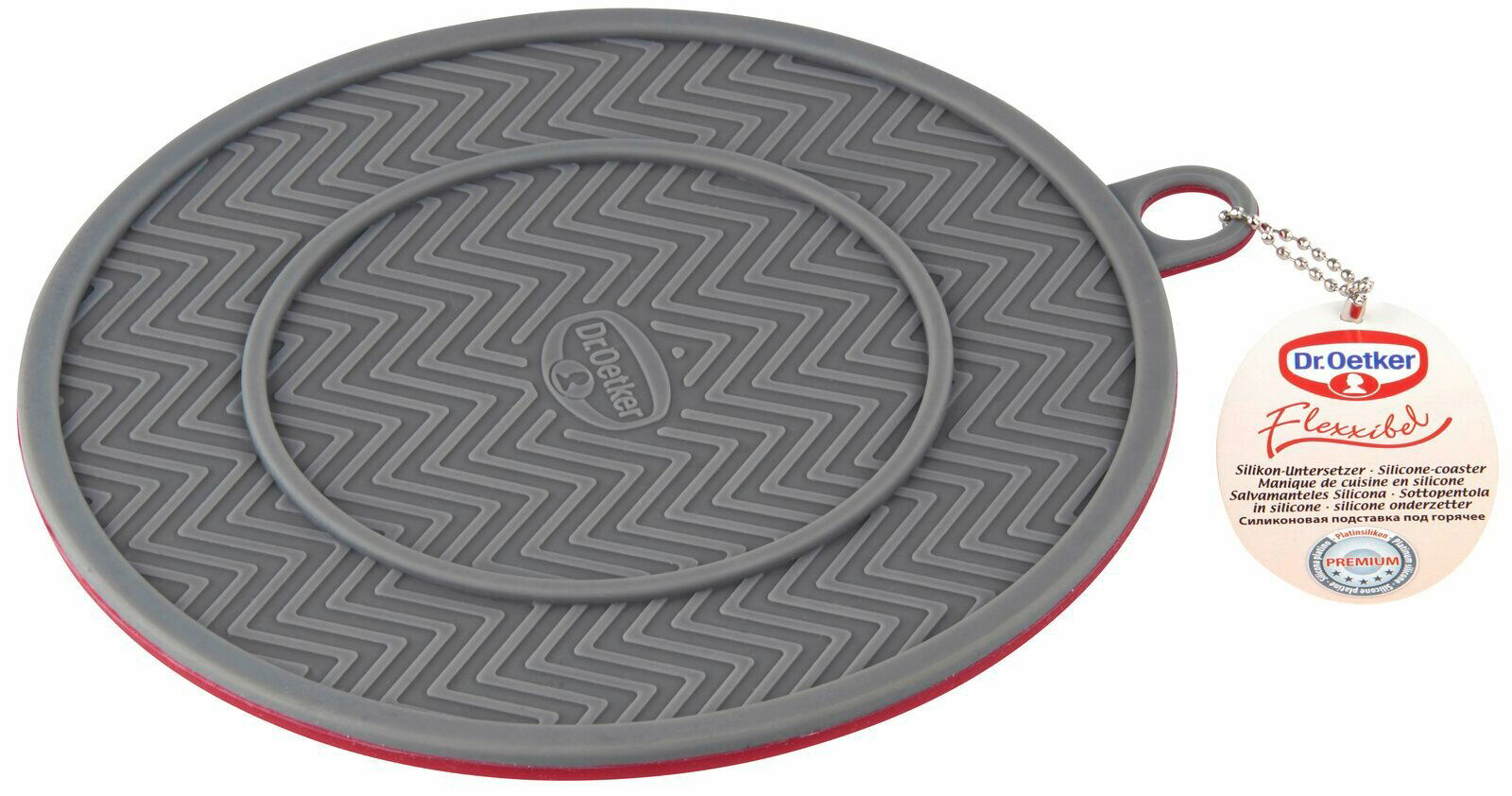 Dr. Oetker Untersetzer FLEXXIBEL Grauer Silikon-Untersetzer mit Zickzack-Muster, Draufsicht