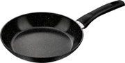 Bratpfanne mit 24 cm Durchmesser, schwarze Antihaftbeschichtung mit weißen Sprenkeln, seitliche Perspektive