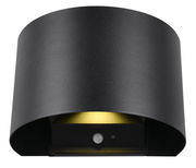 Schwarze Akku Wandleuchte TALENT mit gebogenem Design, Vorderansicht