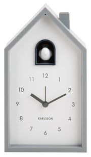 Moderner Wecker in Hausform mit Kuckuck, Vorderansicht