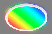 Runde LED-Deckenleuchte mit Regenbogeneffekt, Ansicht von unten