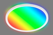 Ronde led-plafondlamp met regenboogeffect, gezien van onderaf