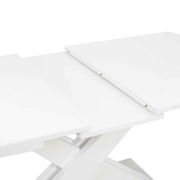 Weißer Funktions-Esstisch mit erweiterbarer Tischplatte, seitliche Perspektive