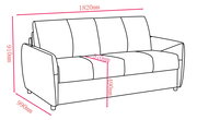 Funktionssofa mit den Maßen 1820mm Breite, 910mm Höhe und 990mm Tiefe, seitliche Perspektive