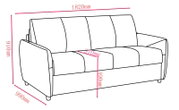 Funktionssofa mit den Maßen 1820mm Breite, 910mm Höhe und 990mm Tiefe, seitliche Perspektive
