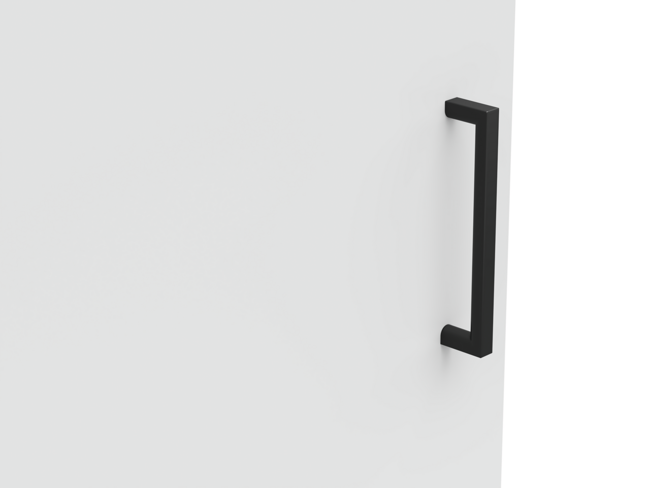 Carryhome Kommode MULTISTAURAUM Nahaufnahme eines schwarzen Griffs an einer weißen Kommodentür, seitliche Perspektive