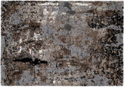 Moderner Designer-Teppich in abstraktem Muster mit braunen, grauen und schwarzen Tönen, Draufsicht