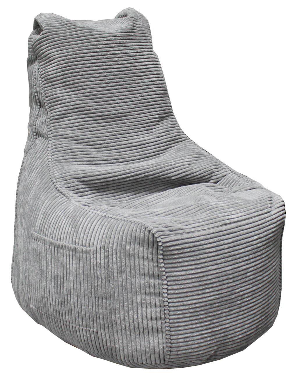 Grauer Sitzsack aus Cordstoff, seitliche Perspektive