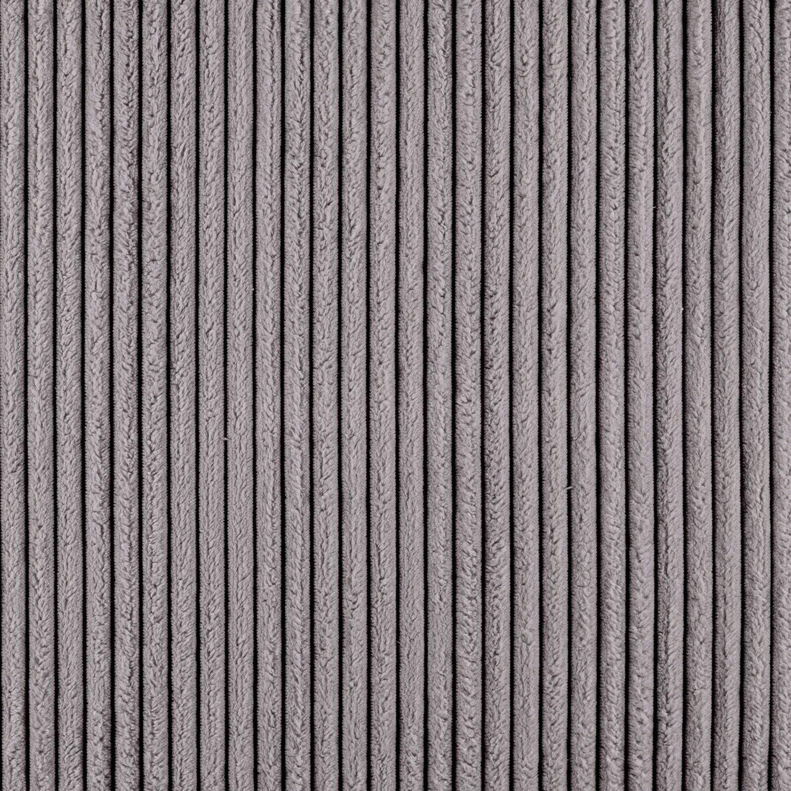 Nahaufnahme eines grauen, gerippten Stoffes, der für ein Funktionssofa verwendet wird.