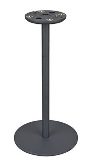 Gestell für Akku-Windlicht, schwarze Metallkonstruktion, seitliche Perspektive