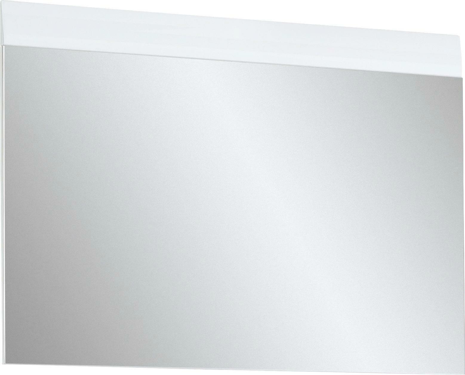 Moderner rechteckiger Spiegel mit weißem Rahmen, seitliche Perspektive