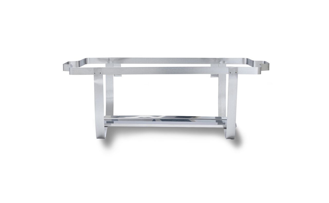 Chafing-Dish-Gestell aus Edelstahl, frontal betrachtet