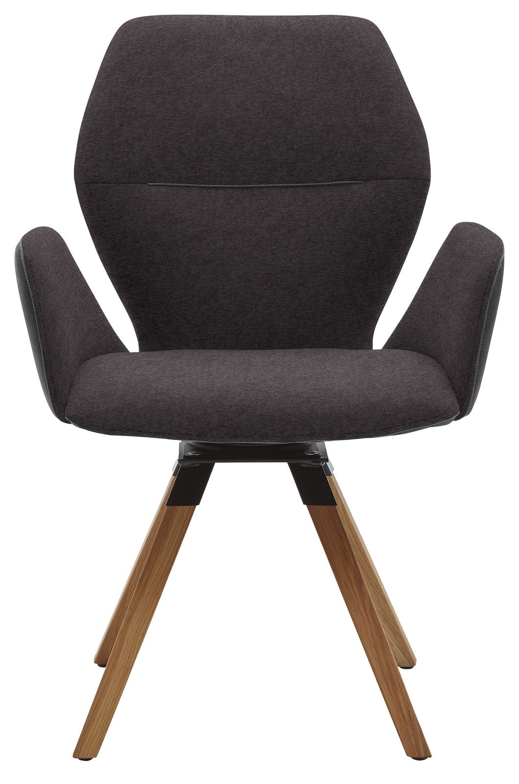 Valnatura Armlehnenstuhl PIANO Moderner Armlehnenstuhl mit dunklem Stoffbezug und Holzbeinen, Frontalansicht