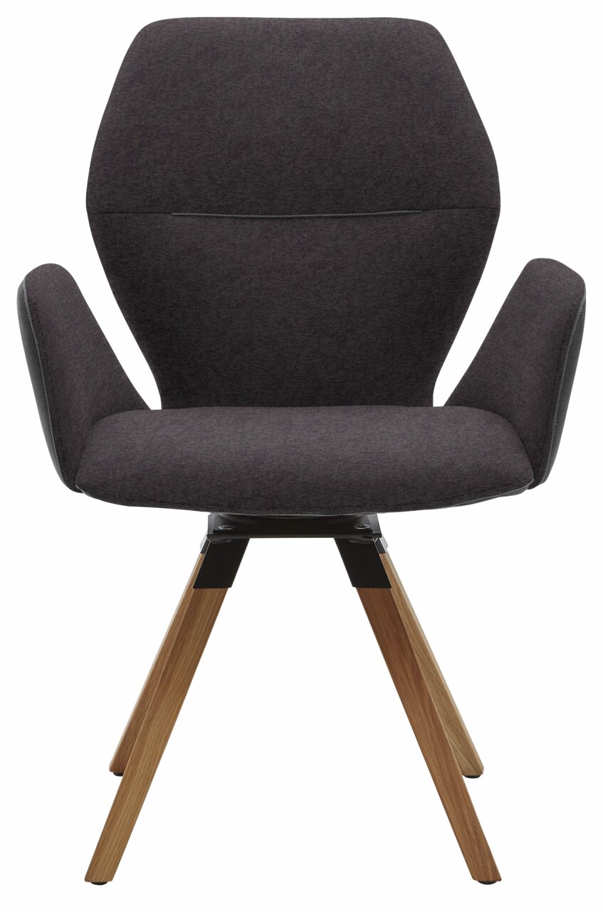 Valnatura Armlehnenstuhl PIANO Moderner Armlehnenstuhl mit dunklem Stoffbezug und Holzbeinen, Frontalansicht