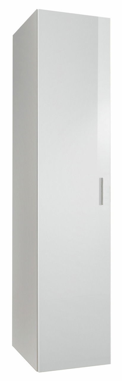 XORA Kleiderschrank MALTA Weißer, schlichter Kleiderschrank mit einer Tür, seitliche Perspektive