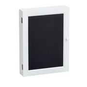 Weißer Schlüsselkasten mit schwarzer Front, seitliche Perspektive