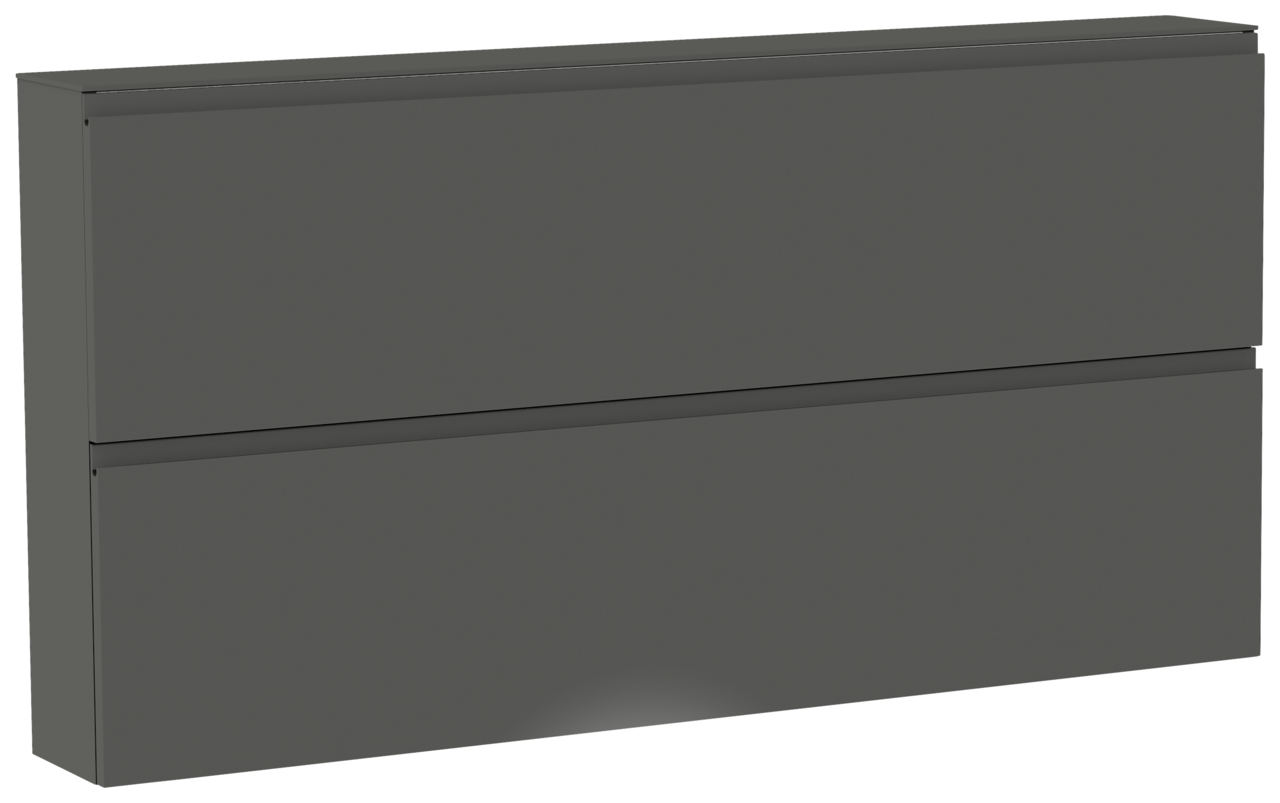 Moderano XL-Hängeschuhschrank LECCO Grauer XL-Hängeschuhschrank mit zwei Klappen, seitliche Perspektive