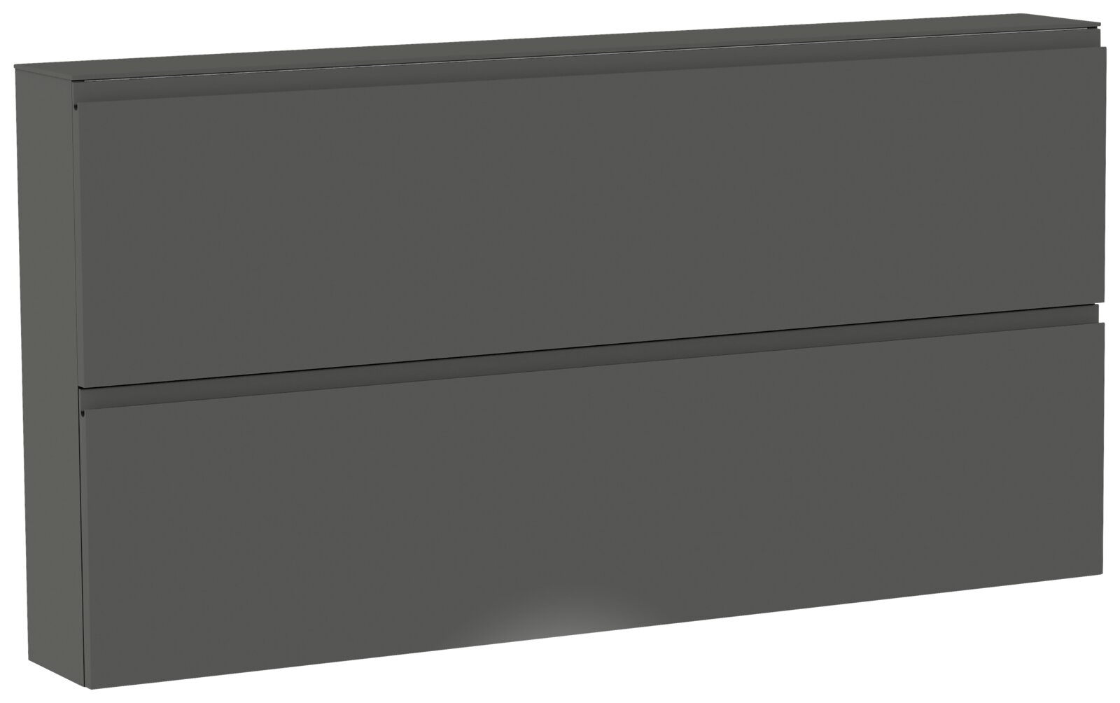 Grauer XL-Hängeschuhschrank mit zwei Klappen, seitliche Perspektive