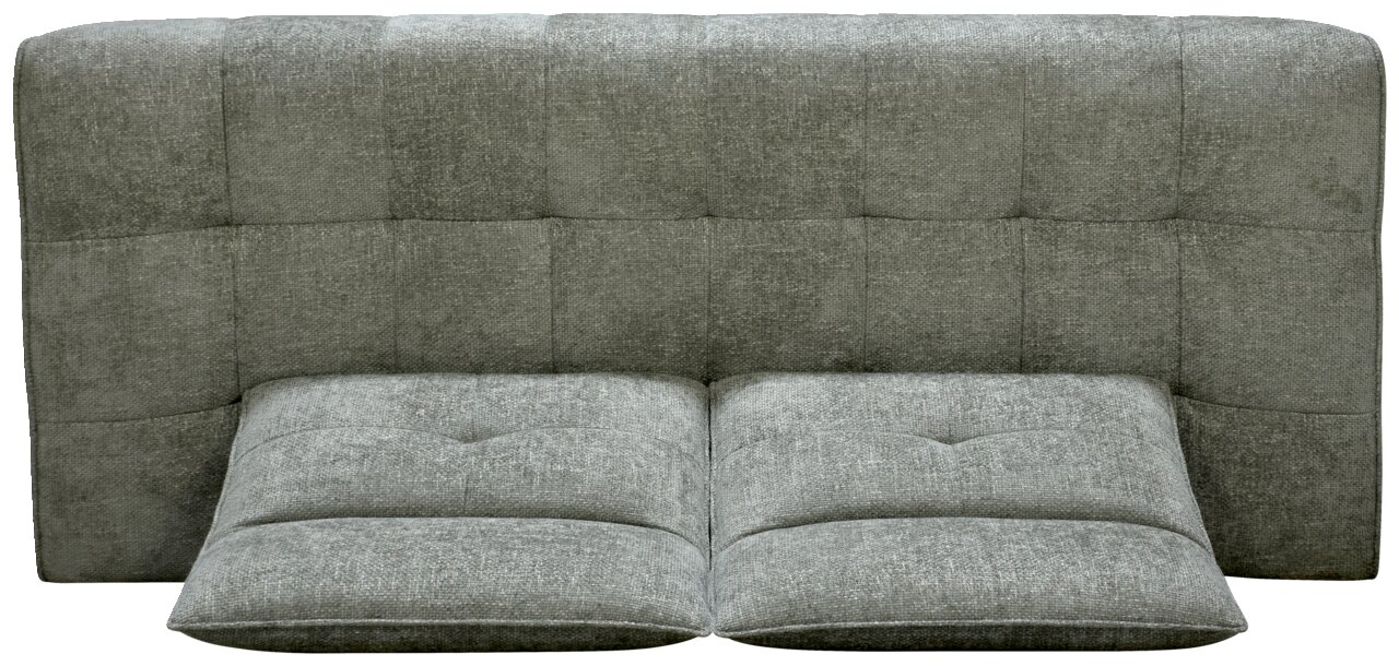 Graue Polstergarnitur mit verstellbaren Rückenlehnen, Frontalansicht