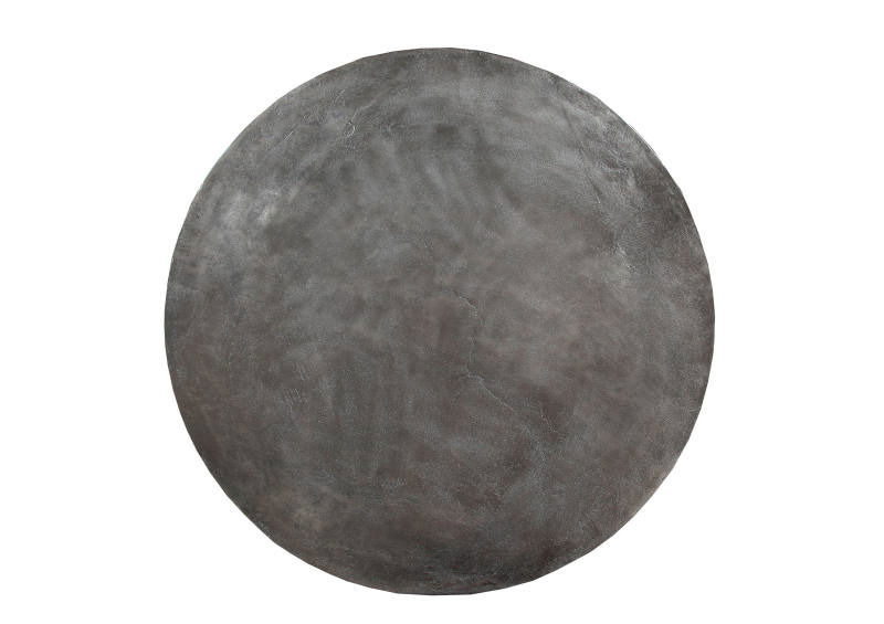 Runde Tischplatte aus dunklem Material, Draufsicht