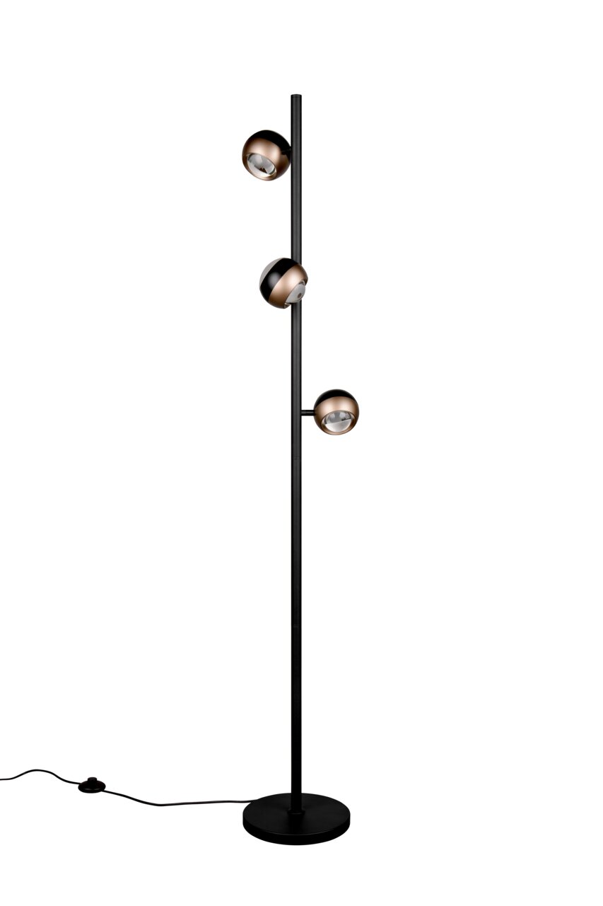 Moderne Stehleuchte ORBIT mit drei verstellbaren Kugelleuchten, seitliche Perspektive