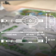 Dämmerungssensor mit Kabel, Abmessungen 1000 mm x 80 mm x 25 mm, seitliche und obere Ansicht