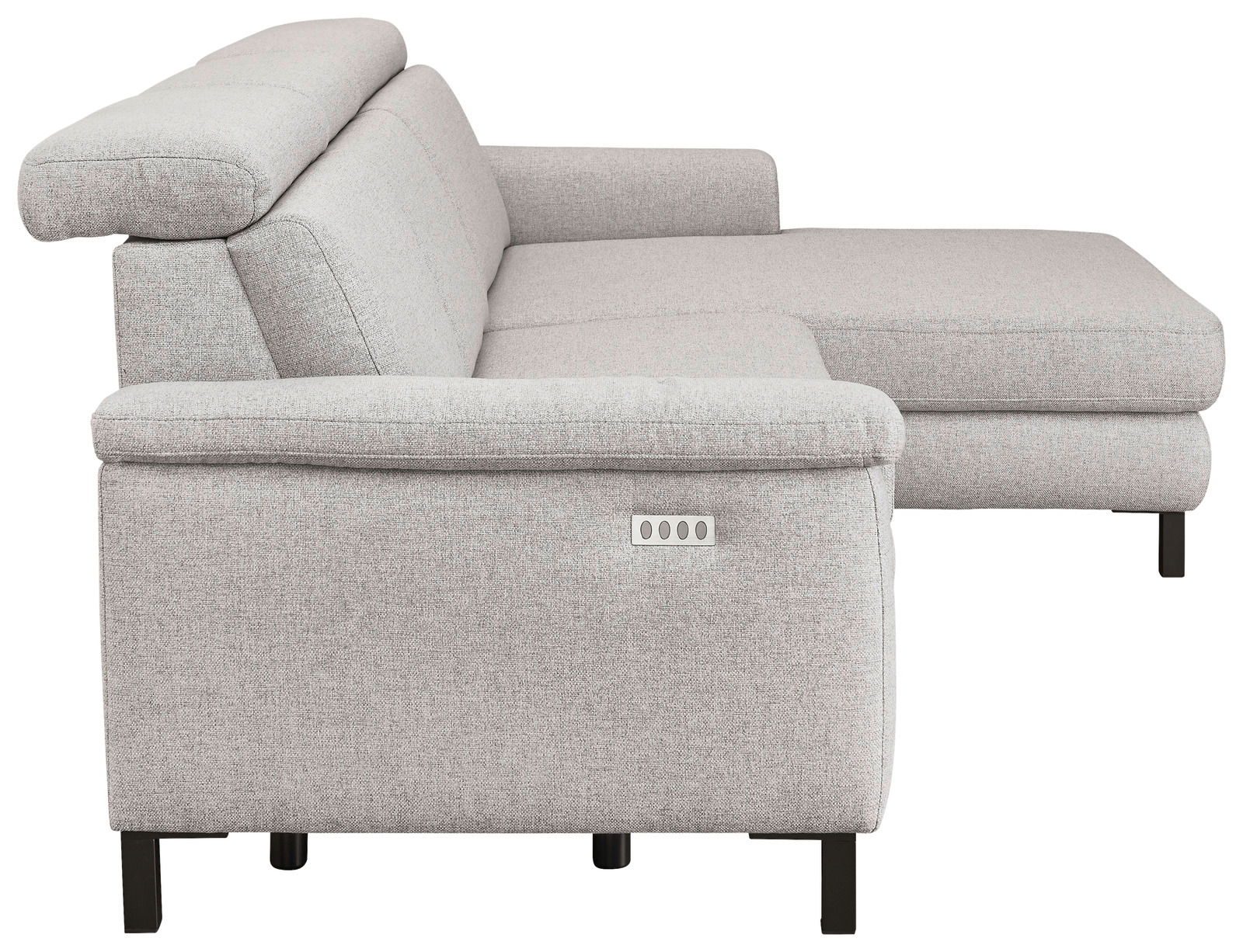 Graue Longchairkombination aus Stoff, seitliche Perspektive