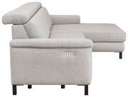 Graue Longchairkombination aus Stoff, seitliche Perspektive