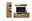 Wandkombination aus Holz mit TV-Schrank, Vitrine und Wandregal, frontal betrachtet