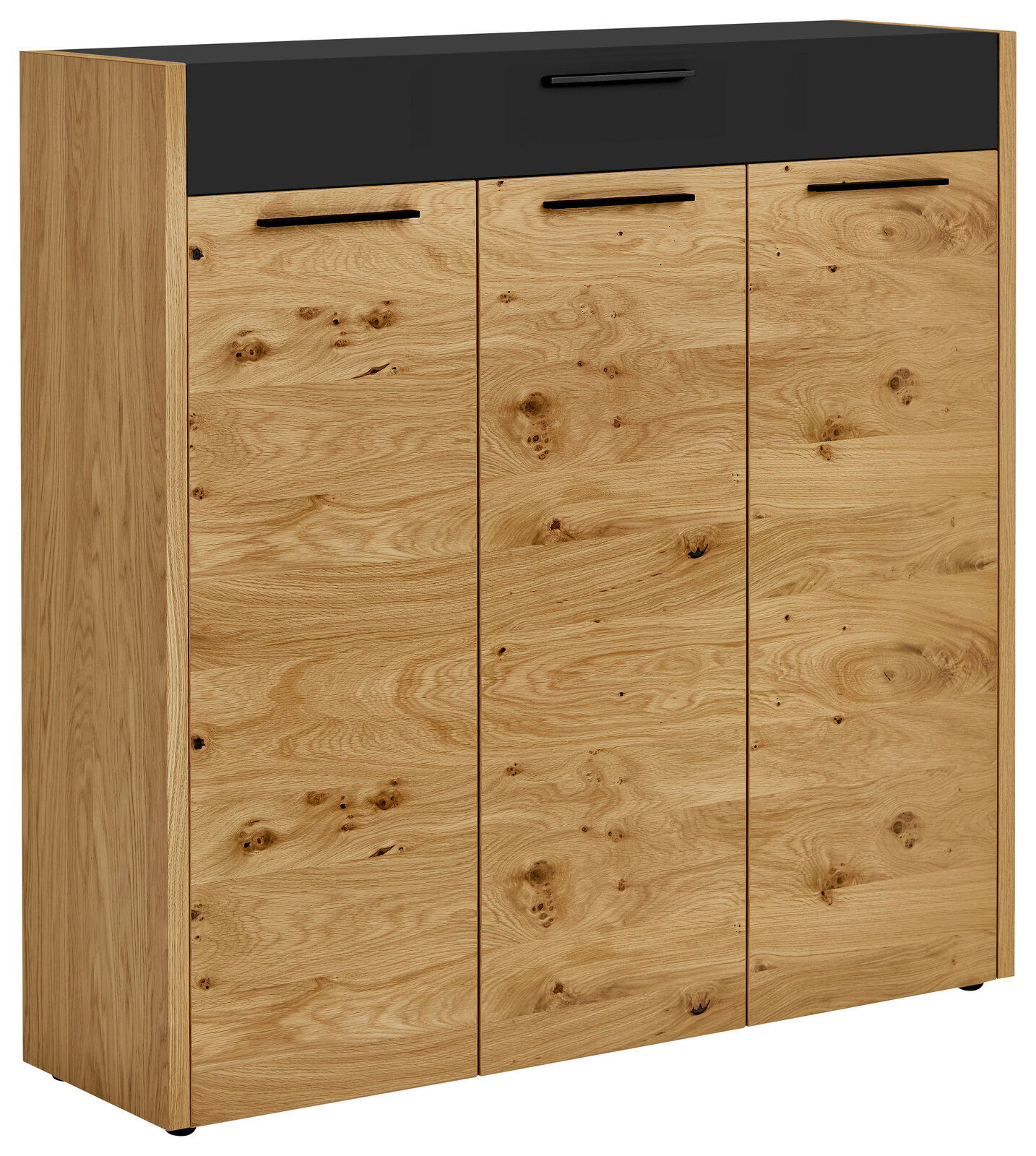 VOSS XL-Schuhkommode LEVIO XL-Schuhkommode aus der Serie LEVIO von VOSS in Holzoptik mit drei Türen und einer Schublade, seitliche Perspektive