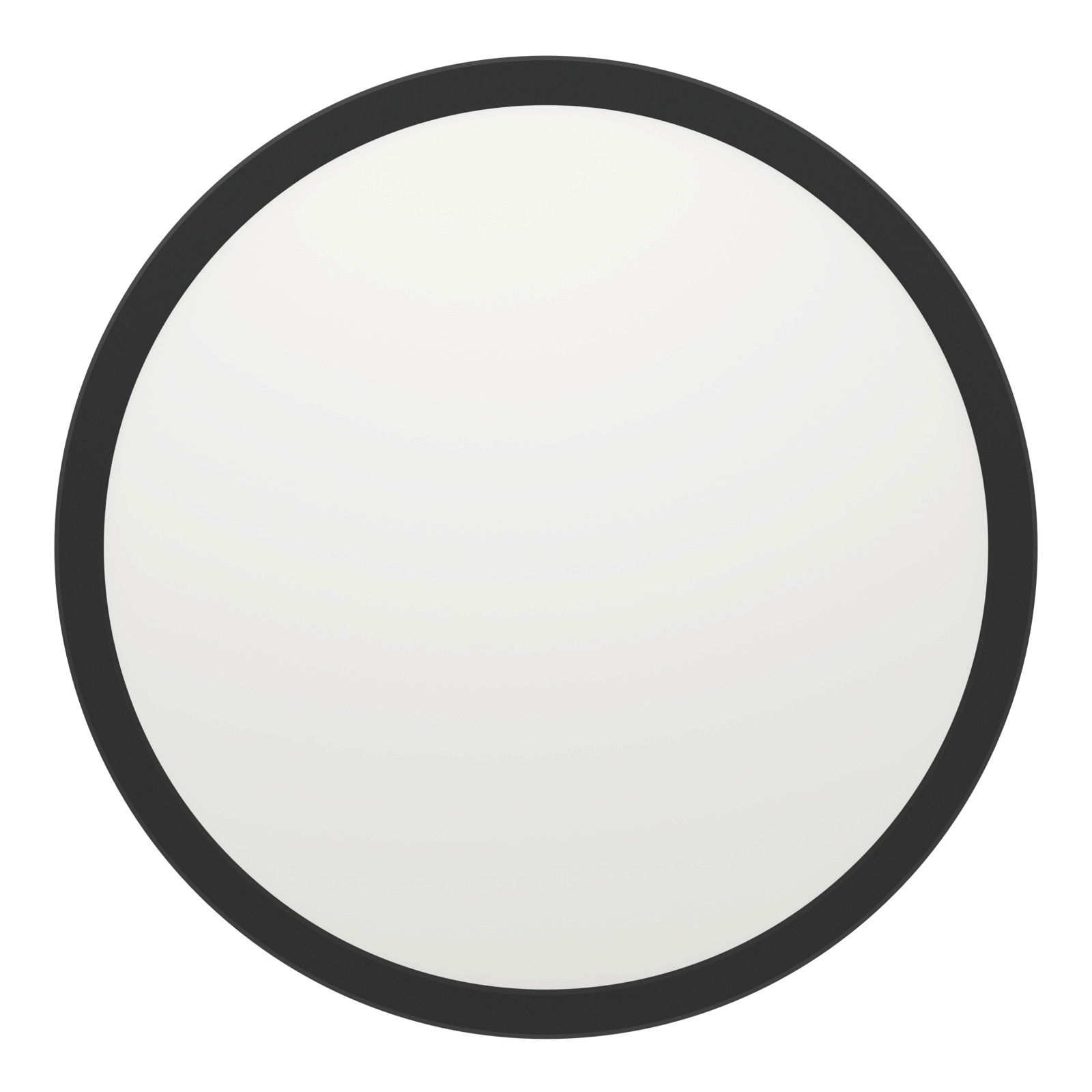 Runde LED-Deckenleuchte ROVITO-Z mit schwarzem Rahmen, Ansicht von vorne
