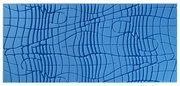 Nahaufnahme einer blauen Gel-Kaltschaummatratze mit einem komplexen, wellenförmigen Muster auf der Oberfläche, von oben betrachtet.