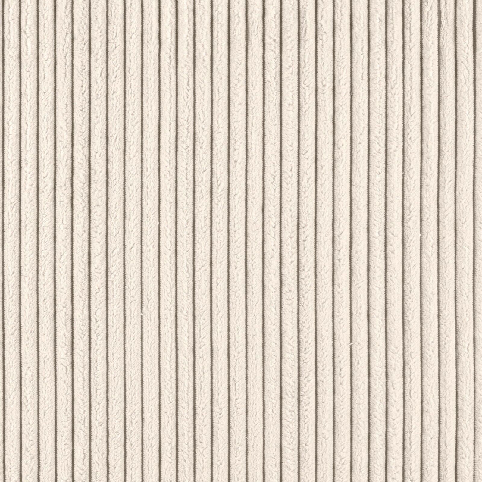 Nahaufnahme eines cremefarbenen, gerippten Stoffes in vertikaler Perspektive