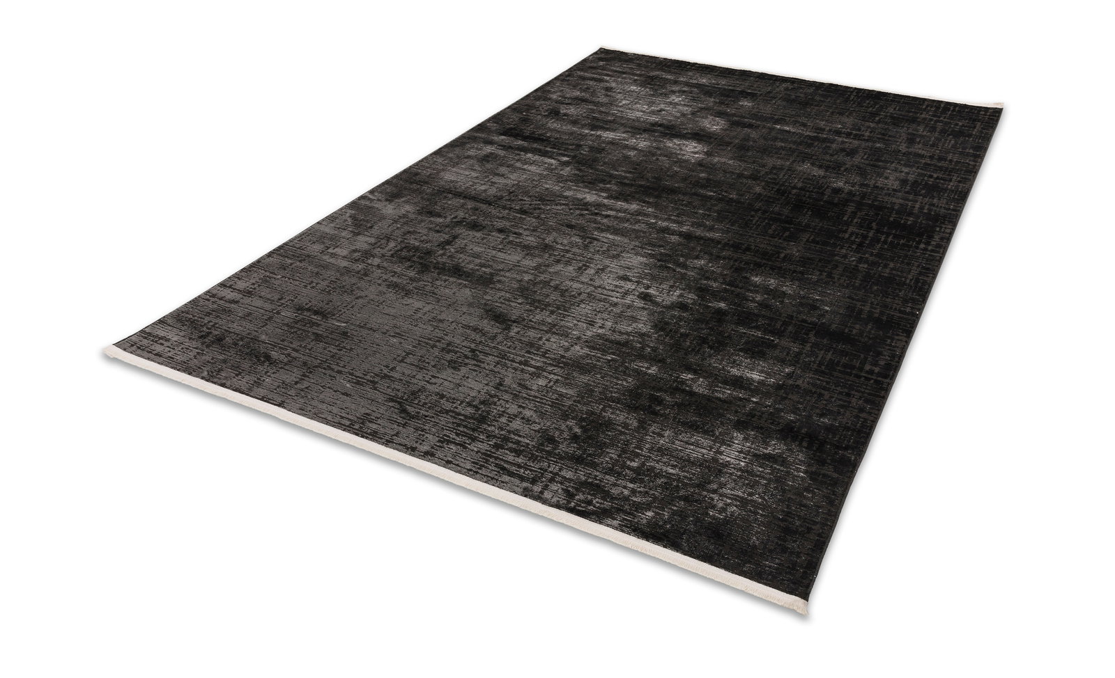 Schwarzer Teppich JOOP! Lines 140x200cm, Design 221, in schräger Perspektive von oben fotografiert