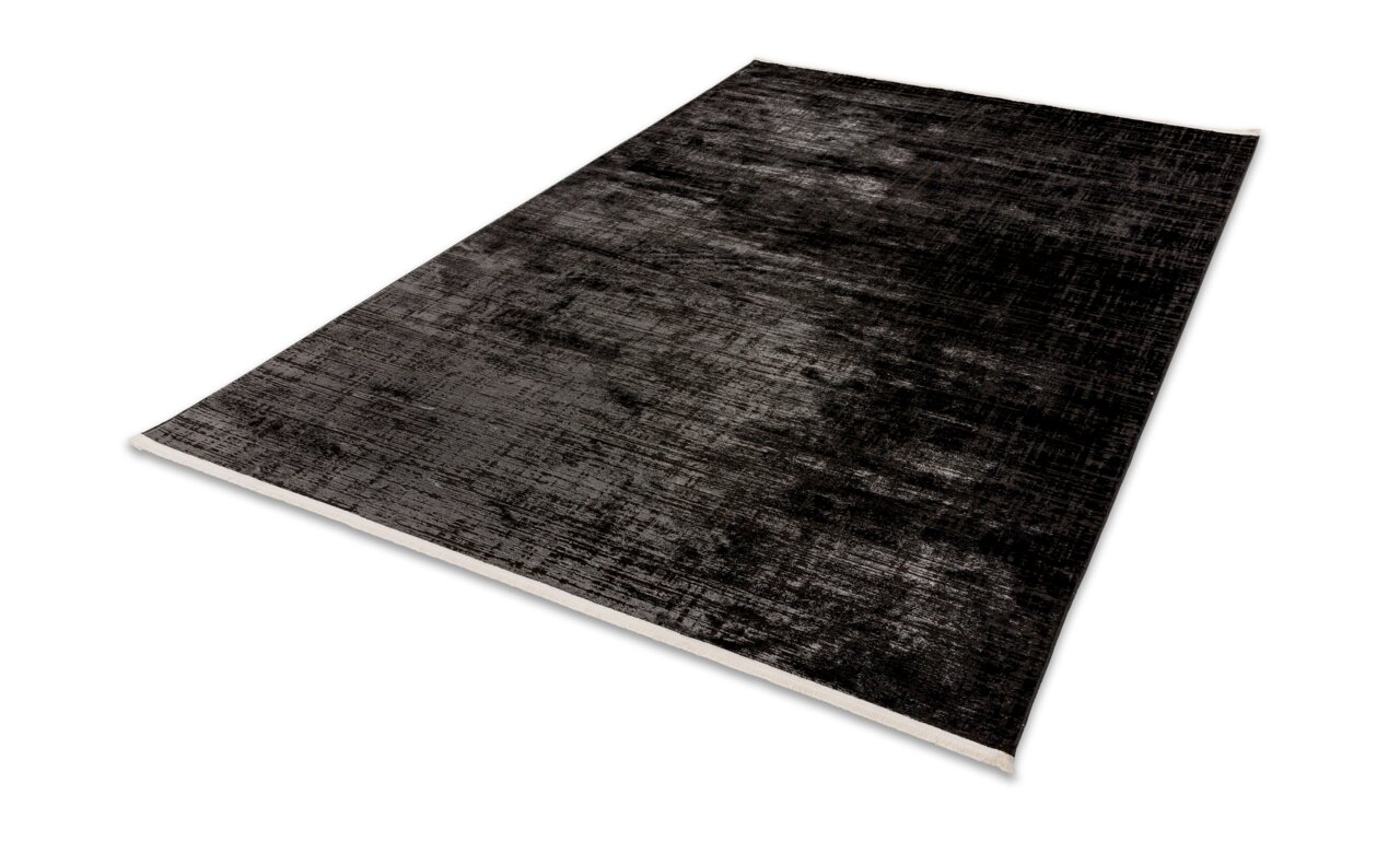 Schwarzer Teppich JOOP! Lines 140x200cm, Design 221, in schräger Perspektive von oben fotografiert