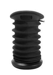 Schwarzer Schwinghocker Topstar SITNESS 4D, seitliche Ansicht, mit wellenförmigem Design und runder Basis.