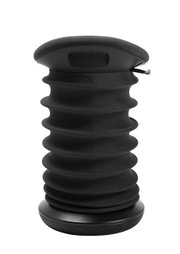 Schwarzer Schwinghocker Topstar SITNESS 4D, seitliche Ansicht, mit wellenförmigem Design und runder Basis.