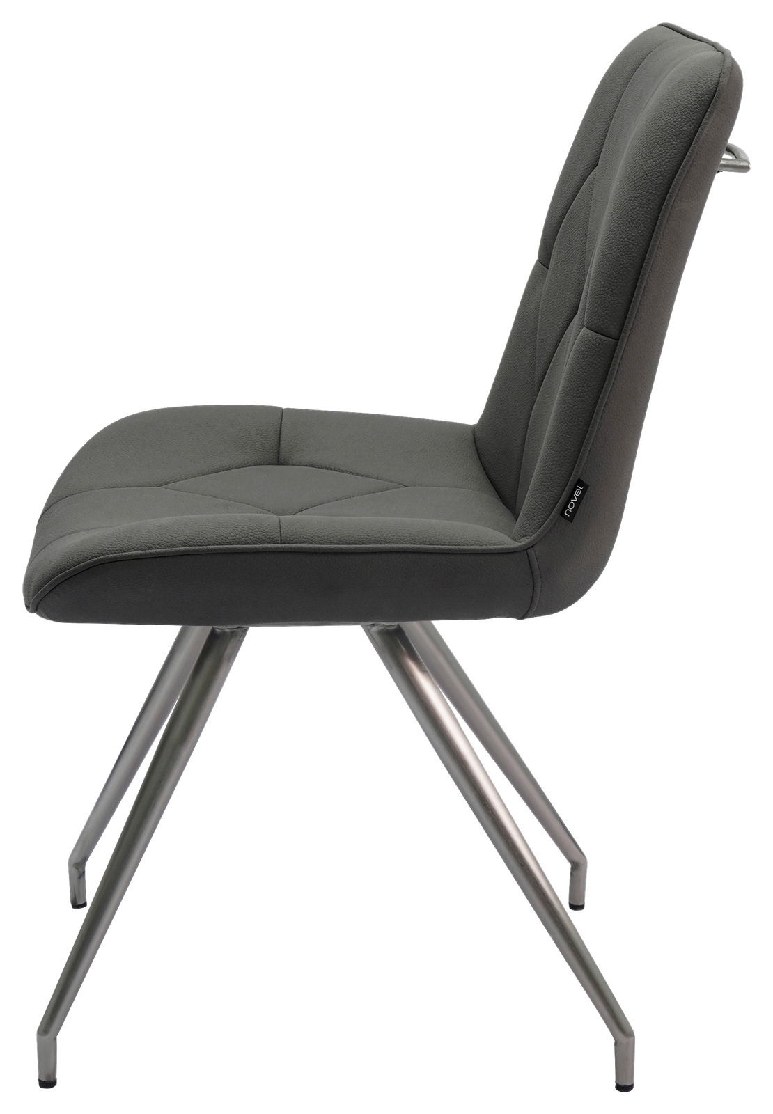Moderner grauer Stuhl mit Metallbeinen, Seitenansicht