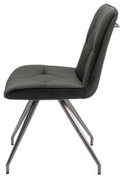 Moderner grauer Stuhl mit Metallbeinen, Seitenansicht