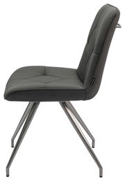 Moderner grauer Stuhl mit Metallbeinen, Seitenansicht