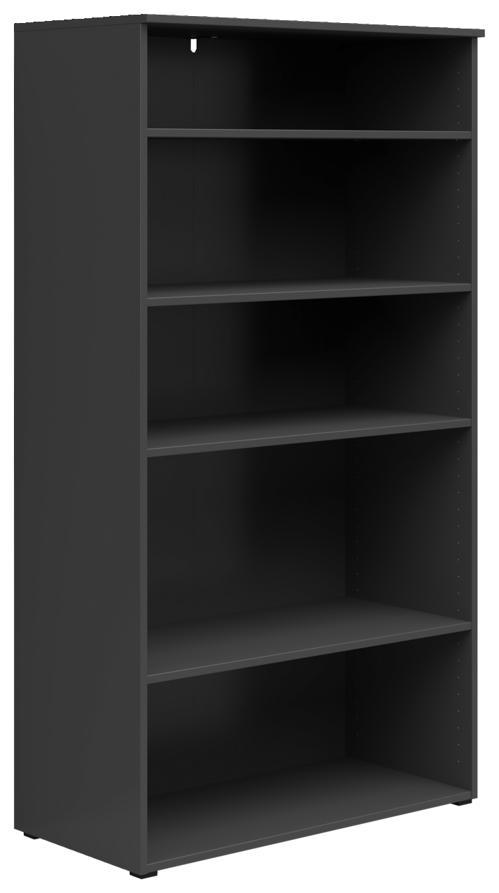 Carryhome Regal MULTISTAURAUM Schwarzes Regal mit fünf offenen Fächern, seitliche Perspektive