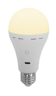 Akku-Leuchtmittel in Frontalansicht mit USB-C-Anschluss