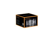 Verpackung des Nachtmann Highland Glas-Sets, 4-teilig, mit verschiedenen Tumbler-Designs, seitliche Perspektive