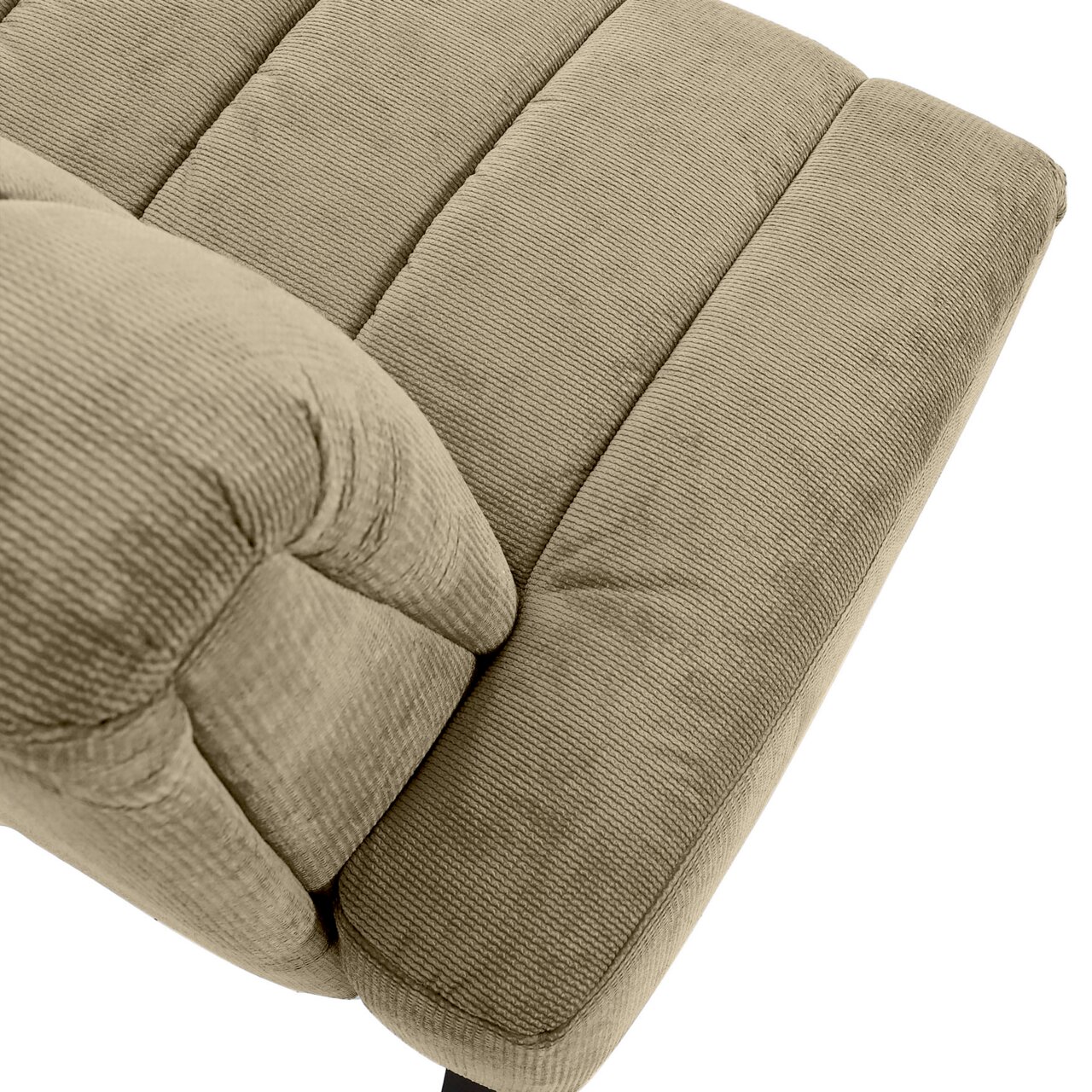 Novel 2er-Sitzbank LAILA Nahaufnahme einer beigen 2er-Sitzbank aus Cordstoff, von oben betrachtet.