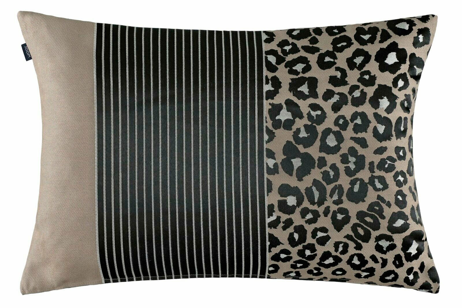 Zierkissenhülle 40x60 cm mit einem Design aus Streifen und Leopardenmuster, Vorderansicht