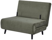 Groene functionele fauteuil met geribbelde stoffen bekleding, zijaanzicht