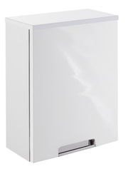 Weißer Oberschrank mit glatter Oberfläche, seitliche Perspektive