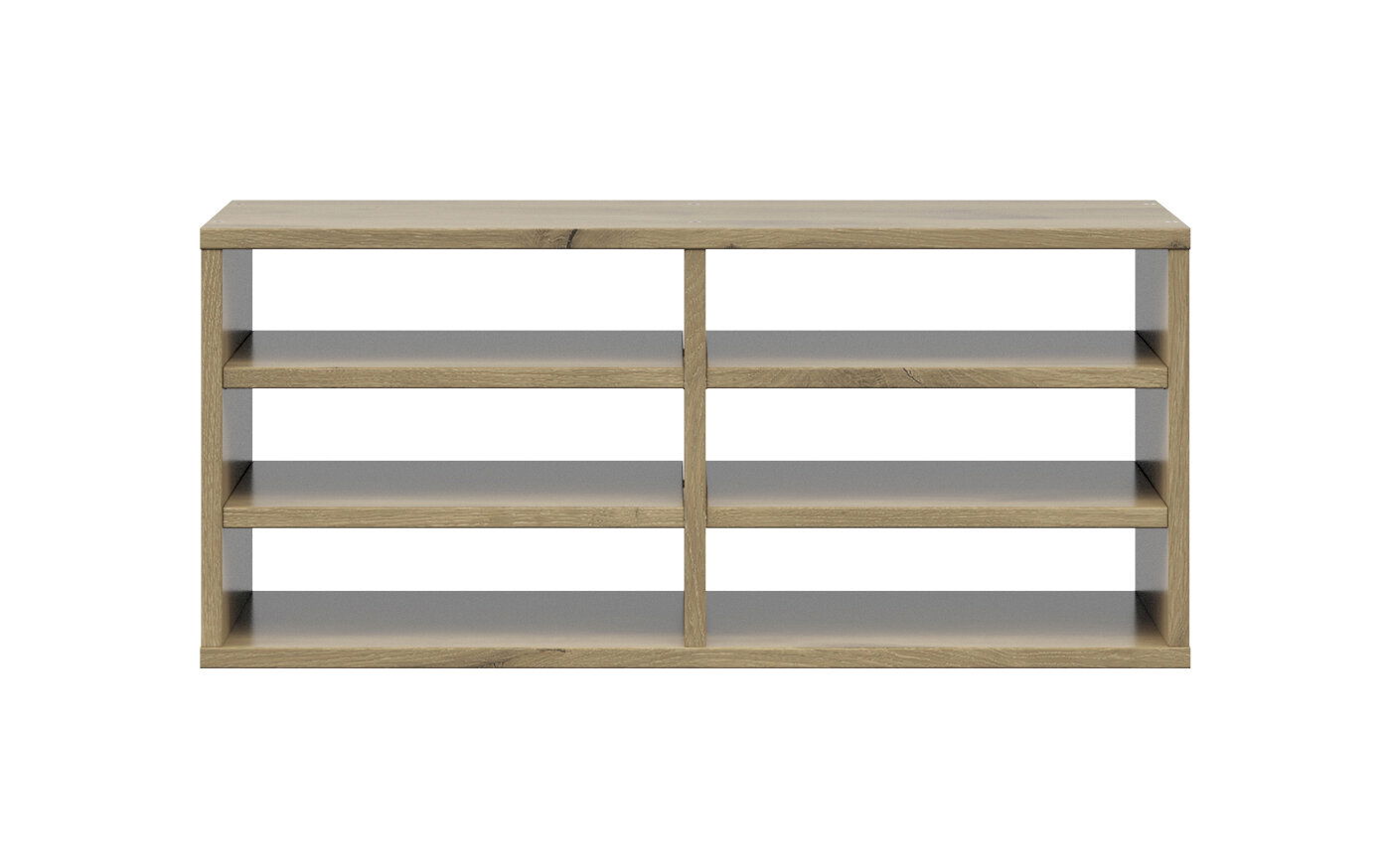 Regalfach-Einsatz aus Holz mit sechs Fächern, frontale Ansicht