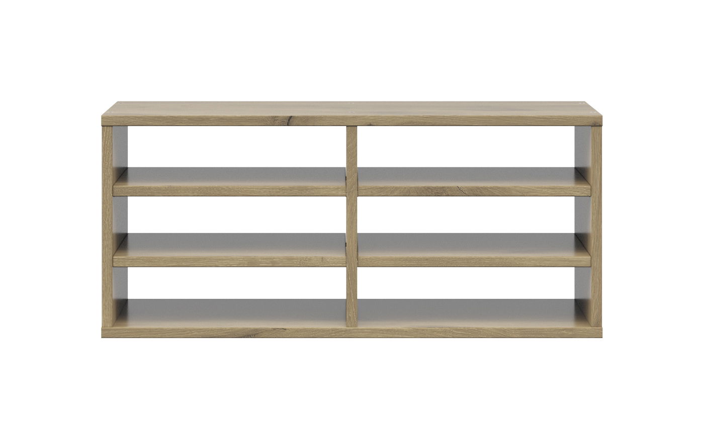 Regalfach-Einsatz aus Holz mit sechs Fächern, frontale Ansicht